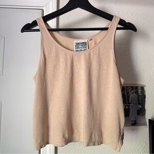 JUNGMAVEN cream peach hemp organic cotton scoop neck cropped tank top